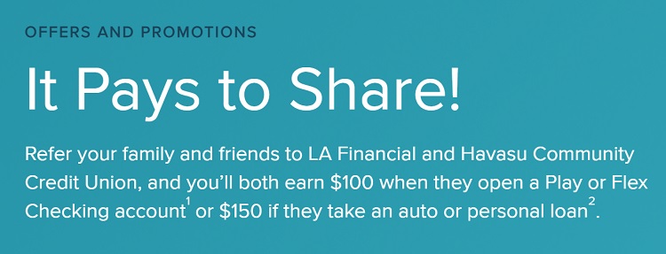 LA Financial Credit Union Referral Bonus