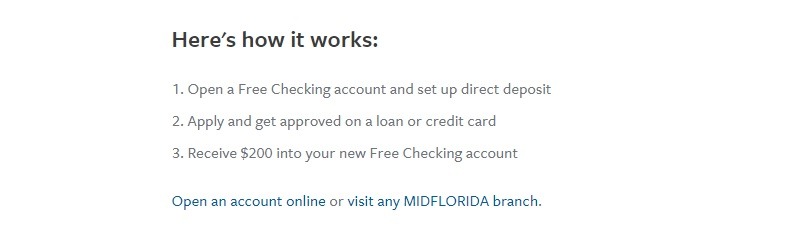 MIDFLORIDA Credit Union promotions, bonuses, and offers