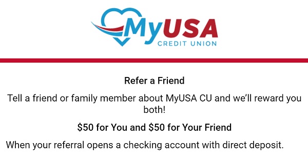 MyUSA Credit Union Referral Bonus